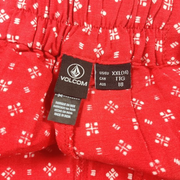 Volcom Womens Salt and Sun retro shorts red print high waisted linen red sz XXL - Picture 3 of 7